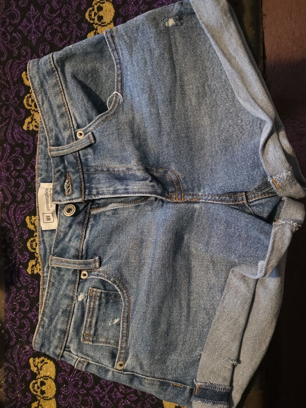 Re Generation Light Blue Mid Rise Denim Shorts